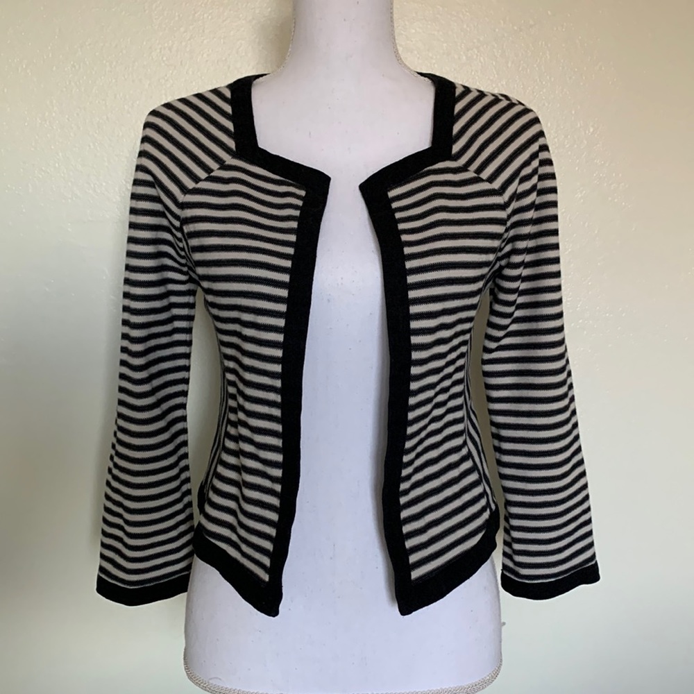 BR Black and White Stripe Knit Jacket